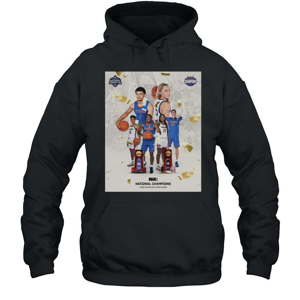 National Champions Uconn Huskies NCAA Womens Basketball And Florida Gators Mens Basketball 2025 T-shirt Unisex Hoodie