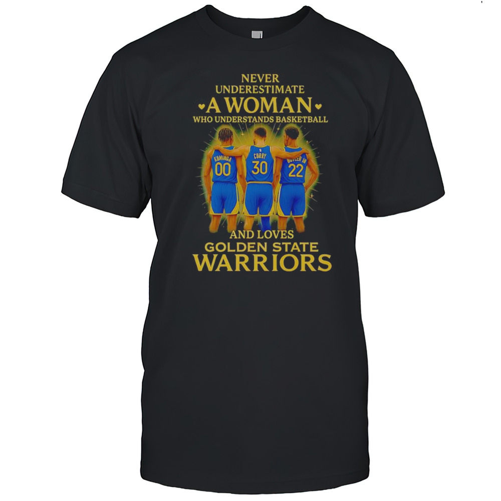 Never Underestimate A Woman Who Understands Basketball And Loves Golden State Warriors Kuminga Curry Butler Shirt