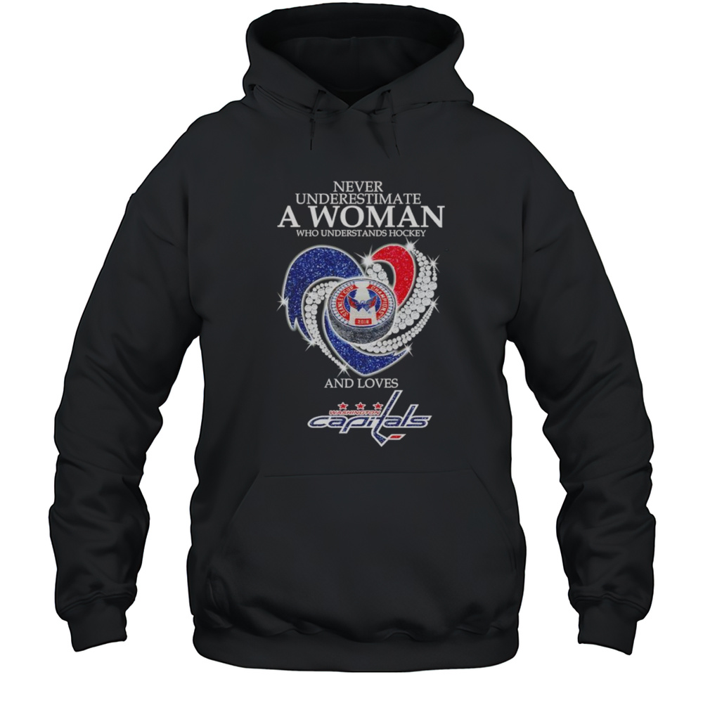 Never Underestimate A Woman Who Understands Hockey And Loves Washington Capitals Shirt Unisex Hoodie
