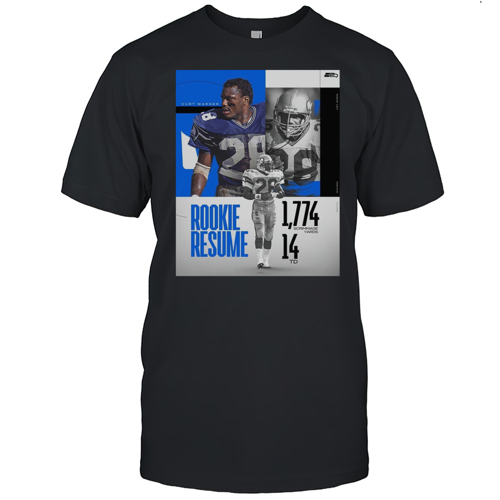Seattle Seahawks Legends Kurt Warner Rookie Resume 1774 Scrimmage Yards 14 TD Poster T-shirt