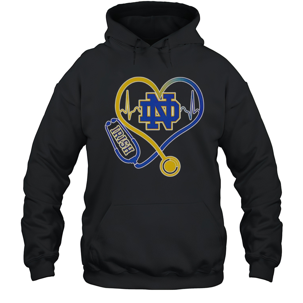 Stethoscope Heartbeat Notre Dame Fighting Irish Shirt Unisex Hoodie