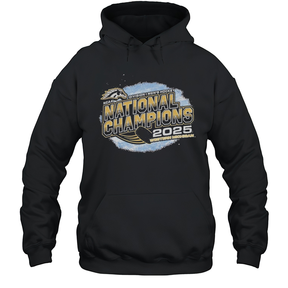 Western Michigan Broncos NCAA Tournament Division I Mens Hockey Frozen Four National Champions 2025 T-shirt Unisex Hoodie