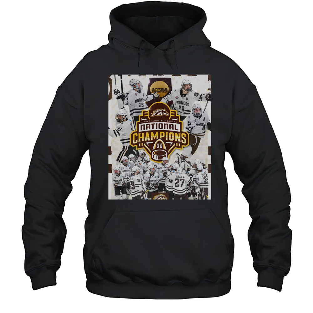 Western Michigan Broncos On Top Of The College Hockey World NCAA Mens Hockey National Champions 2025 Poster T-shirt Unisex Hoodie