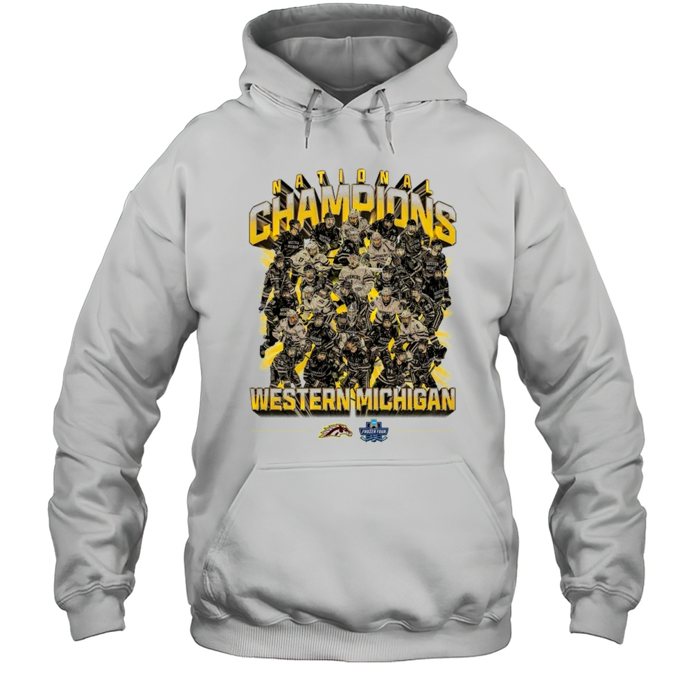 Western Michigan Broncos White 2025 Mens Hockey National Champions NIL All Players Shirt Unisex Hoodie