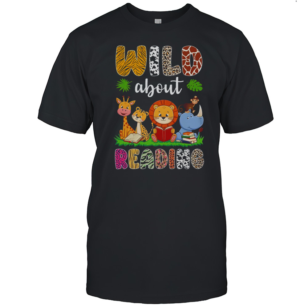 Zoo Animals Wild About Reading Books Reader Lover Librarian Shirt
