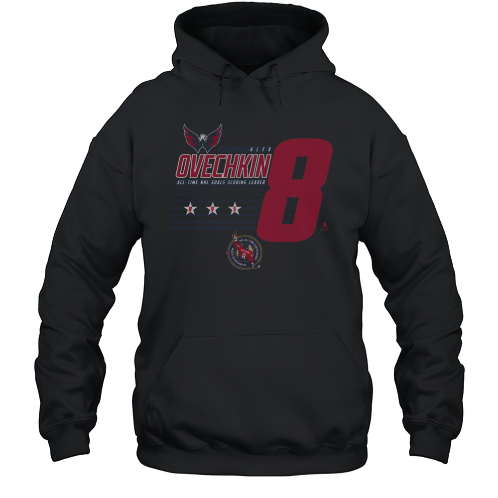 Alexander Ovechkin 8 Washington Capitals NHL All-Time Leading Goal Scorer Stripes T-Shirt Unisex Hoodie