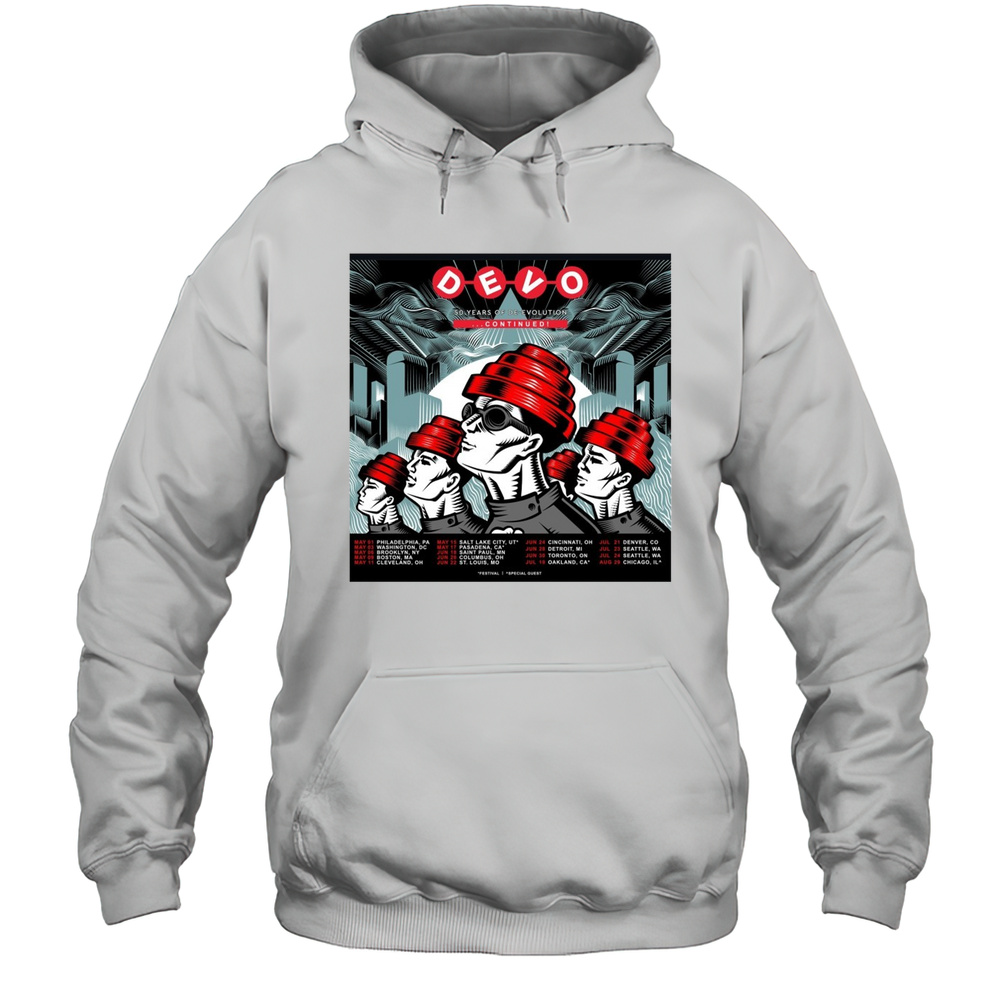 Devo 50 Years Of Devolution Continued May  August 2025 May 01 Philadelphia PA May 03 Washington DC Poster T-shirt Unisex Hoodie