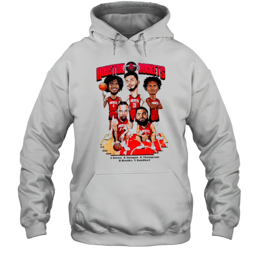 Houston Rockets J. Green A.Sengun A. Thompson D. Brooks F. VanVleet Funny Cartoons Shirt Unisex Hoodie