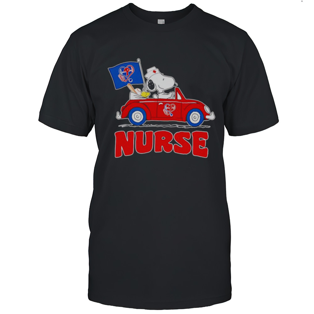 Nurse Snoopy And Woodstock Driving Car Philadelphia Phillies Shirt
