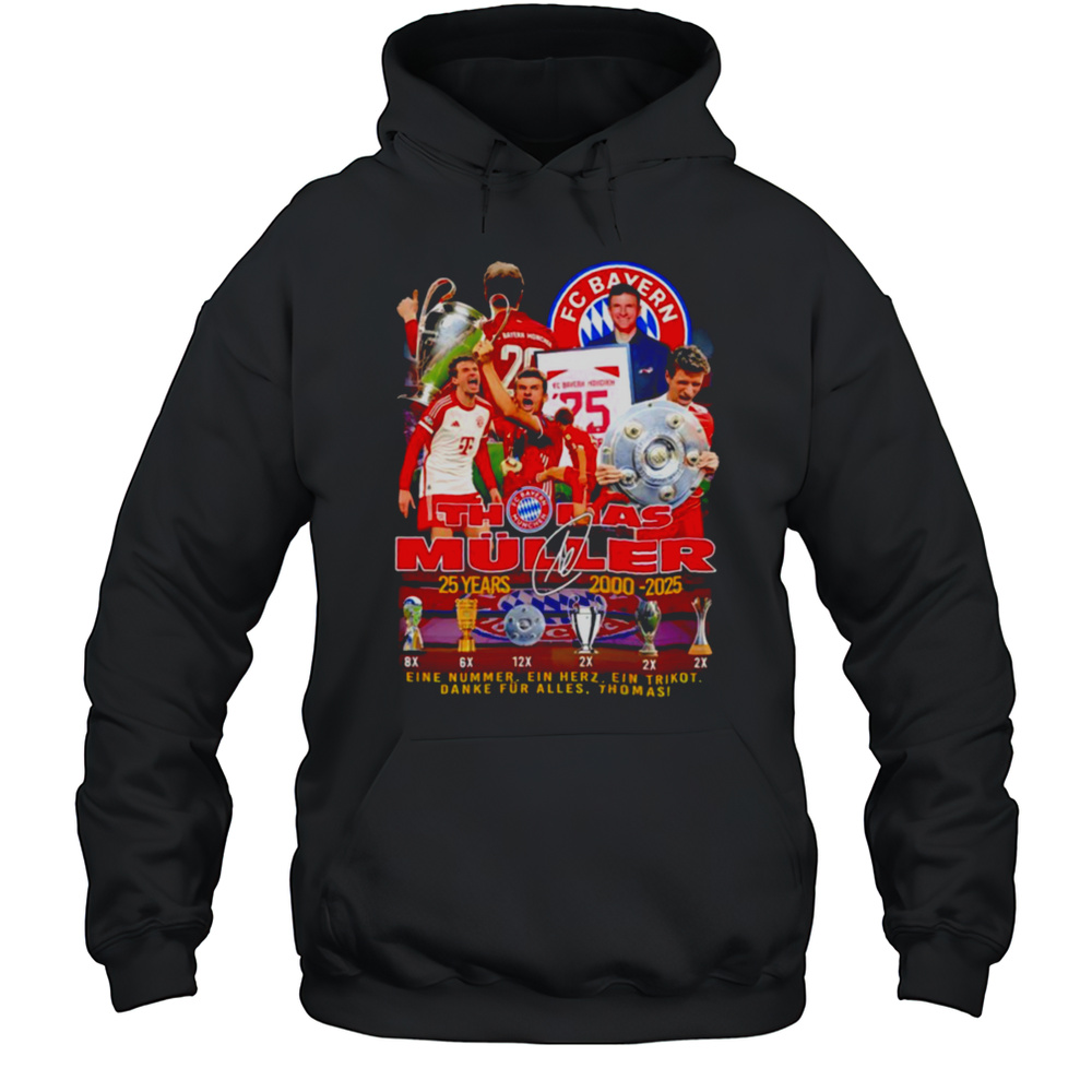 Thomas Muller FC Bayern Munich 25 Years 2000 2025 Signature Shirt Unisex Hoodie