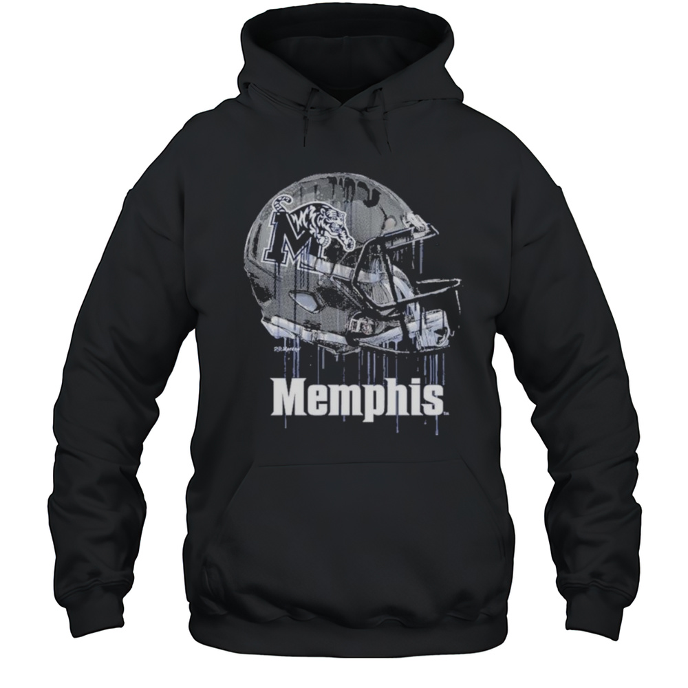 Youth Vive La Fete Navy Memphis Tigers Dripping Football Helmet Shirts Unisex Hoodie