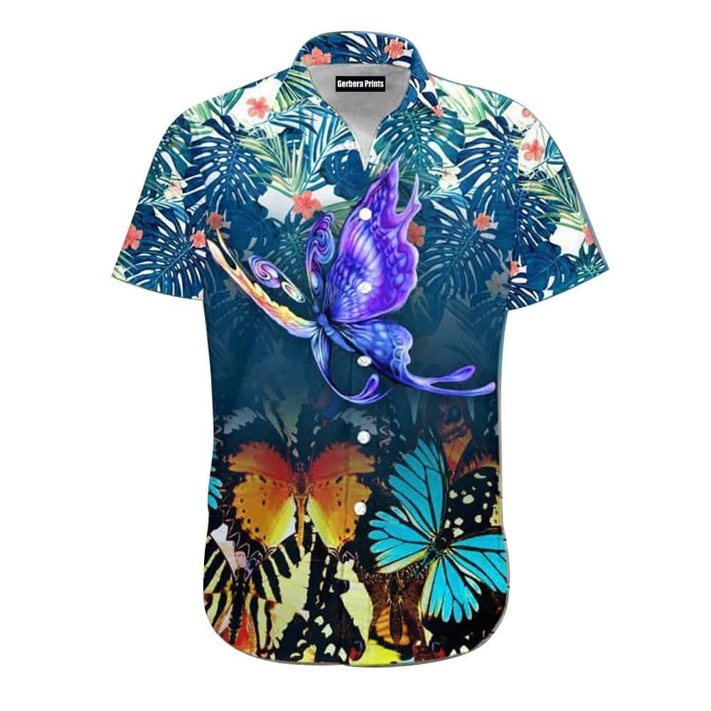 Butterfly Colourful Aloha Hawaiian Shirt - T Shirt Classic