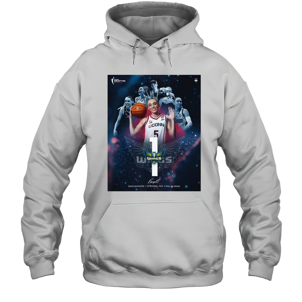 Dallas Wings Paige Bueckers With The No.1 Pick In 2025 WNBA Draft Signature T-shirt Unisex Hoodie