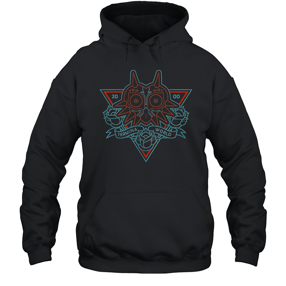 Termina World Majoras Mask Tattoo And A Neon Sign Shirt Unisex Hoodie