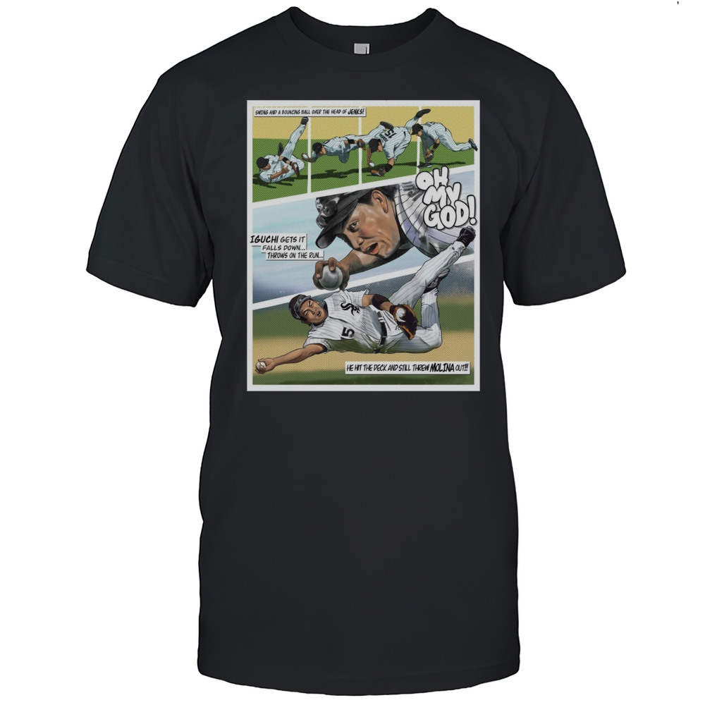 Chicago White Sox Swing And A Bouncing Ball Over The Head Of Jenks Iguchi Gets It Falls Down Poster T-shirt