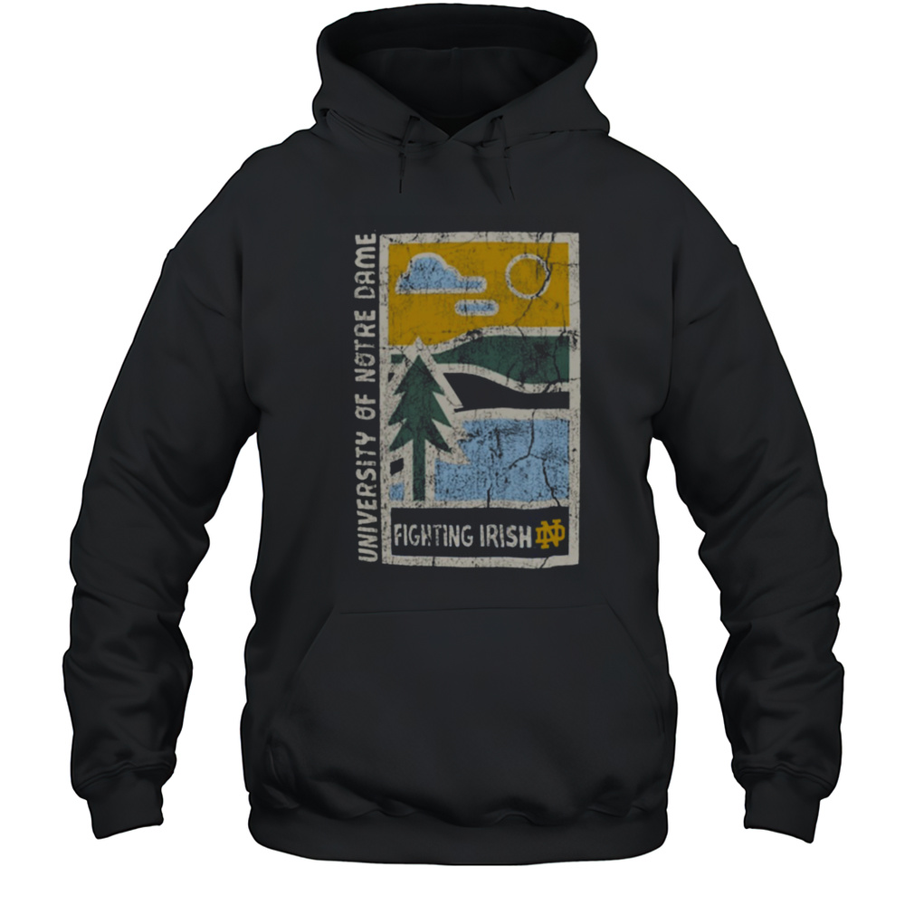 Graphite Notre Dame Fighting Irish Comfort Colors Minimal Vista Distressed Graphics T Shirt Unisex Hoodie