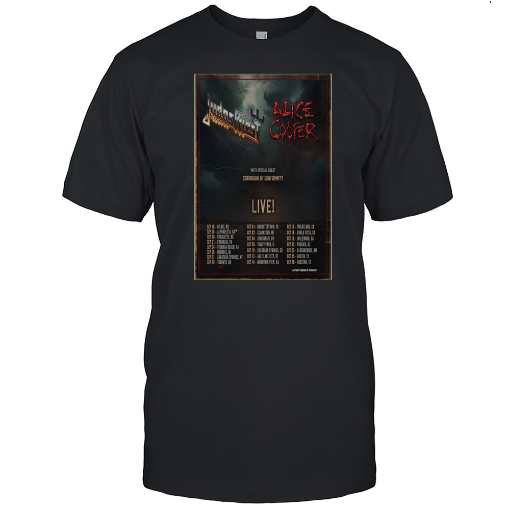 Judas Priest And Alice Cooper North America Tour 2025 With Special Guest Corrosion Of Conformity T-shirt