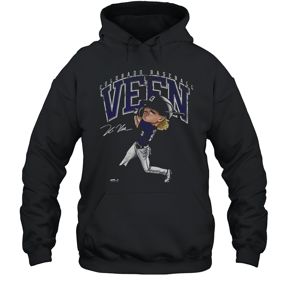 Zac Veen Colorado Rockies MLB Baseball Player Cartoon Shirt Unisex Hoodie