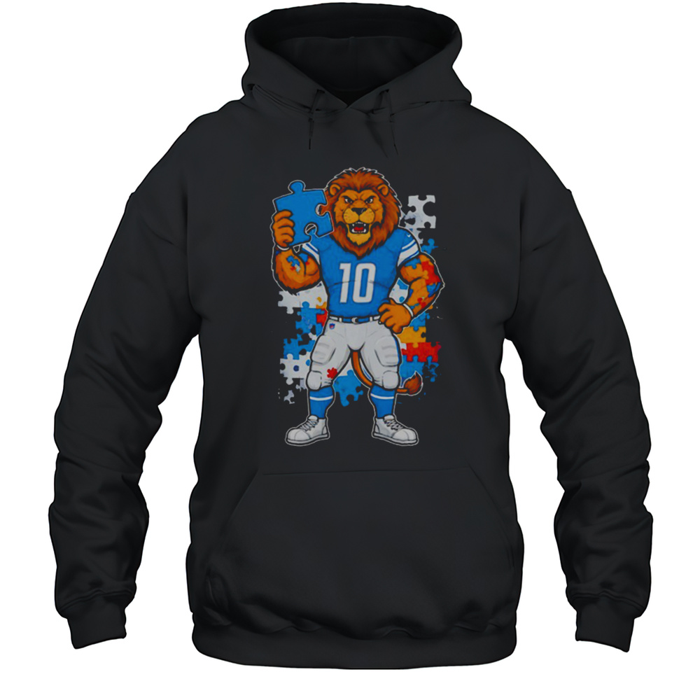 Autism Awareness Detroit Lions Mascot 2025 Shirt Unisex Hoodie
