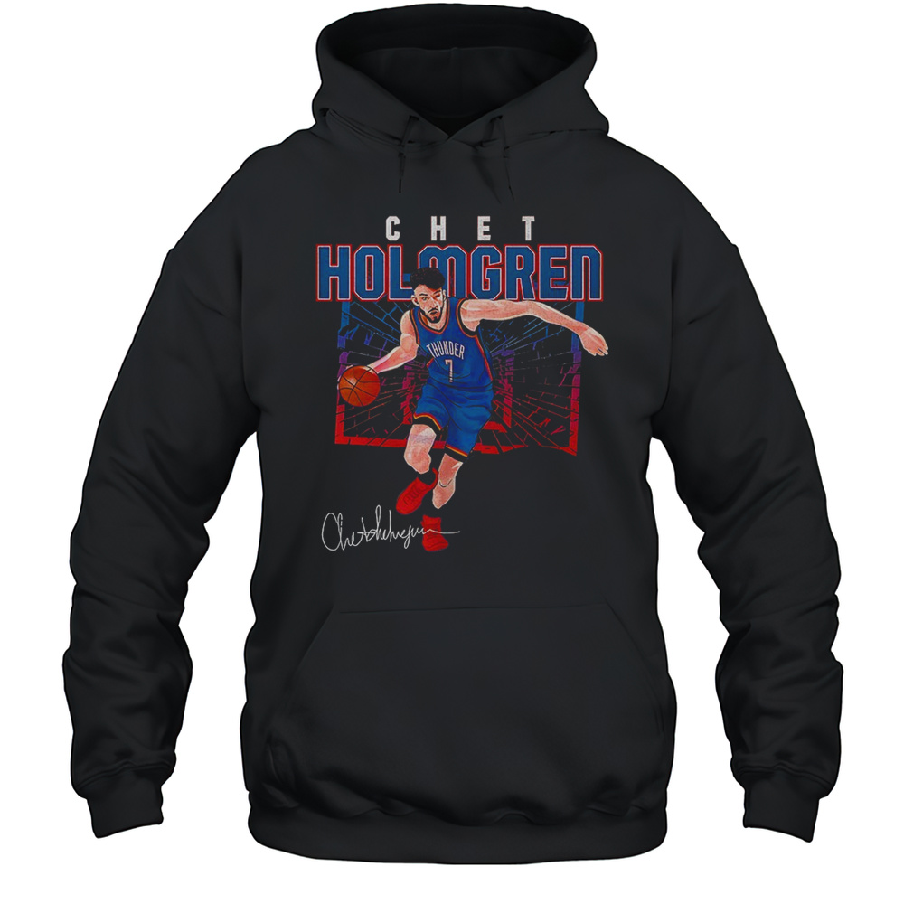 Chet Holmgren Oklahoma City Thunder NBA Basketball Player Shattered Signature Shirt Unisex Hoodie
