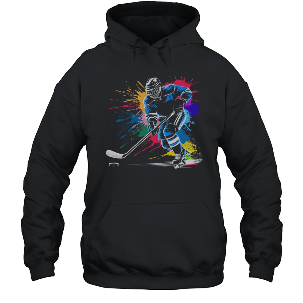 Colorful Ice Hockey Fan Player Tie Dye Color Splash Sports Shirt Unisex Hoodie