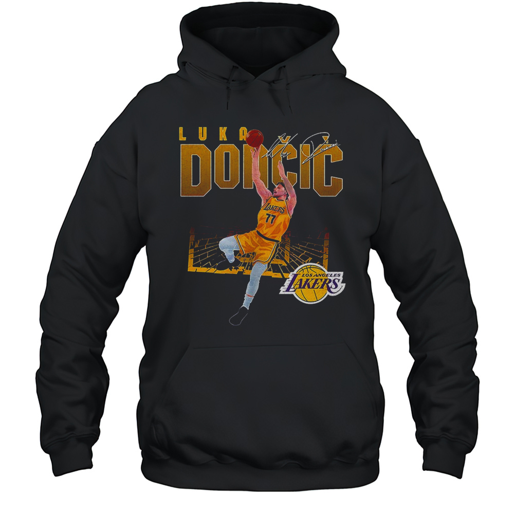 Luka Doncic Los Angeles Lakers NBA Basketball Player Shattered Signature Shirt Unisex Hoodie