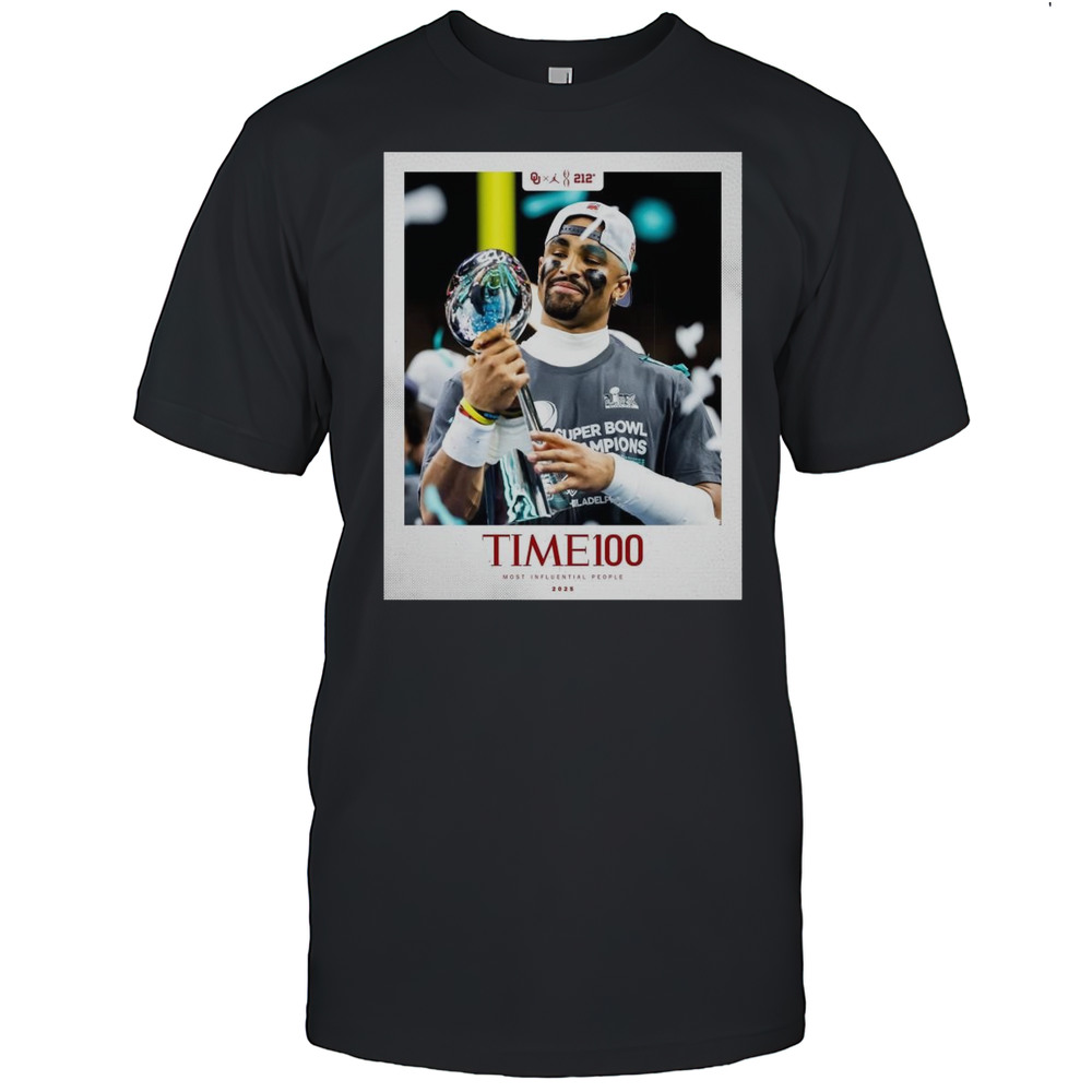Poster Oklahoma Sooners Football Jalen Hurts Eagles Time 100 Most Influential People 2025 T-shirt