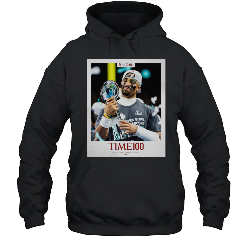 Poster Oklahoma Sooners Football Jalen Hurts Eagles Time 100 Most Influential People 2025 T-shirt Unisex Hoodie