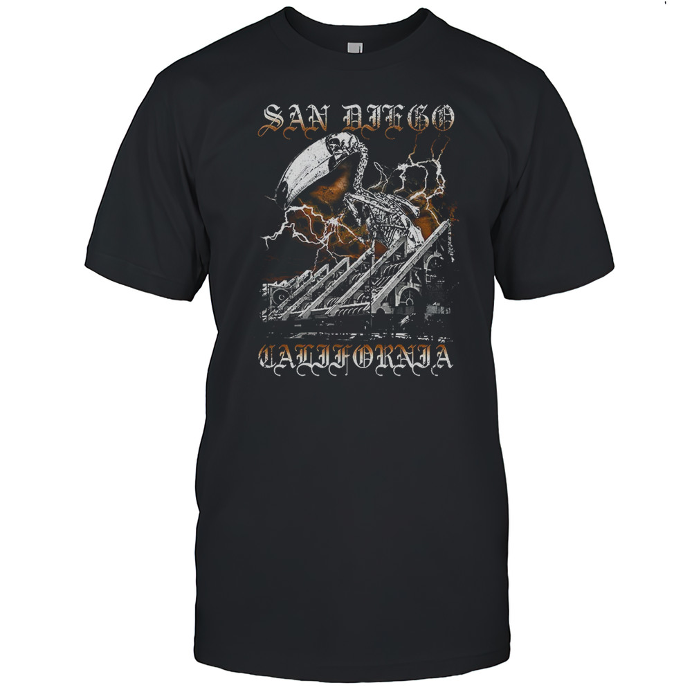 San Diego California Skeleton Flamingo Lightning Shirt