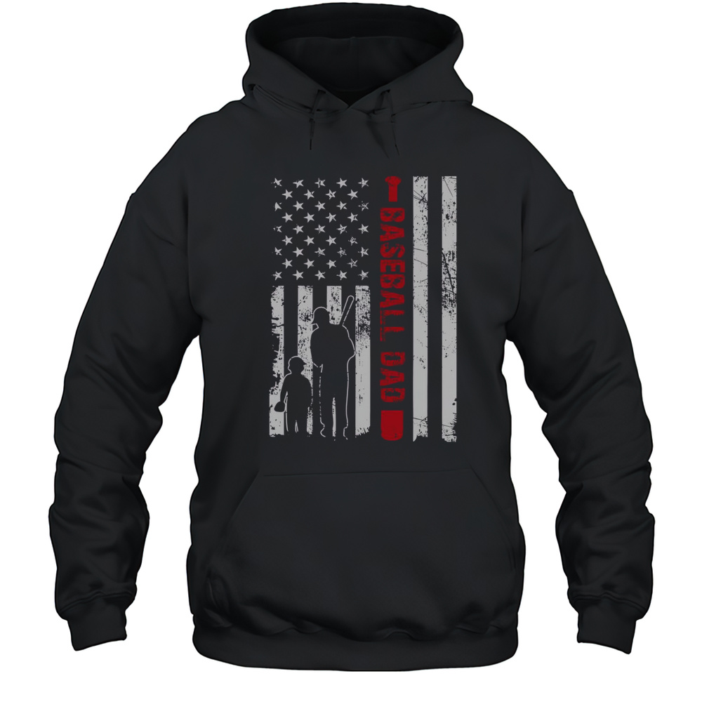 Good Proud Baseball Dad American Flag Sports Father Day T-Shirt Unisex Hoodie