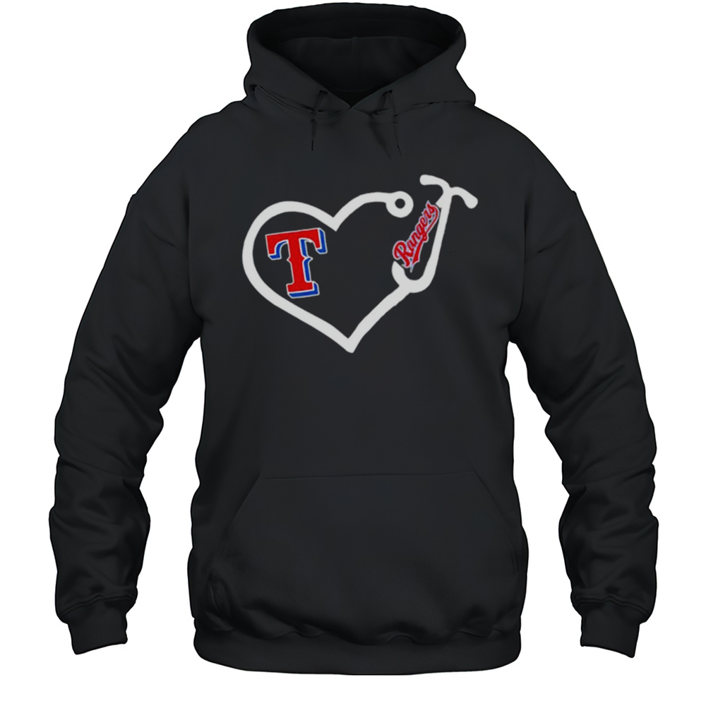 Texas Rangers Baseball Stethoscope Heart Shirt Unisex Hoodie