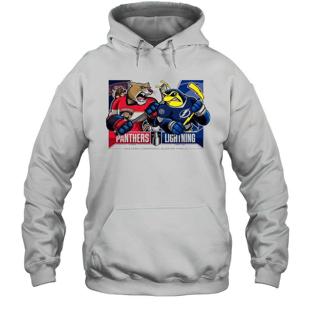 Florida Panthers Vs Tampa Bay Lightning 2025 Stanley Cup Playoffs Western Conference Quarter Finals Mascot T-shirt Unisex Hoodie