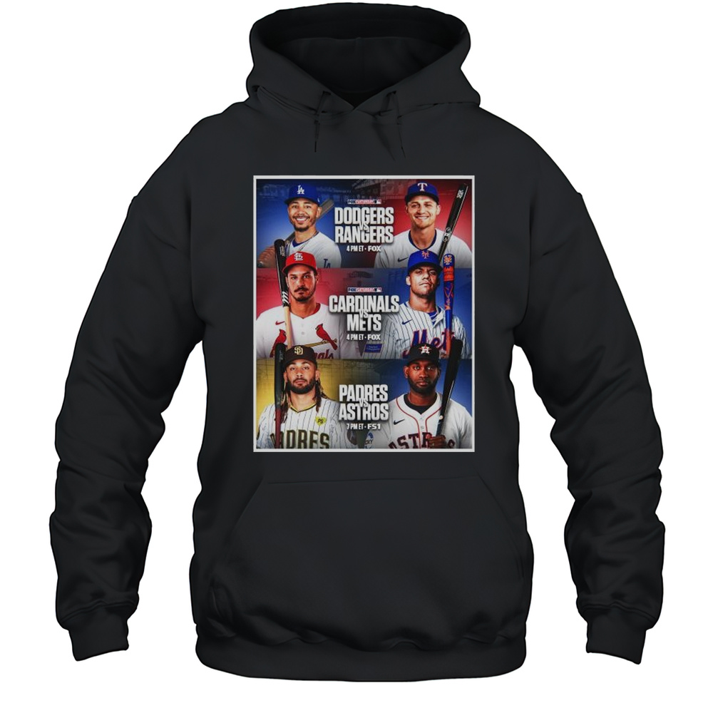 FOX Saturday Baseball Dodgers Vs Rangers Cardinals Vs Mets Padres Vs Astros MLB April 19 2025 T-shirt Unisex Hoodie