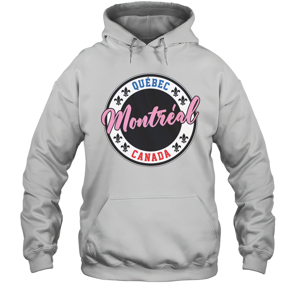 Montreal Script Circle Fleur De Lys Text T-Shirt Unisex Hoodie