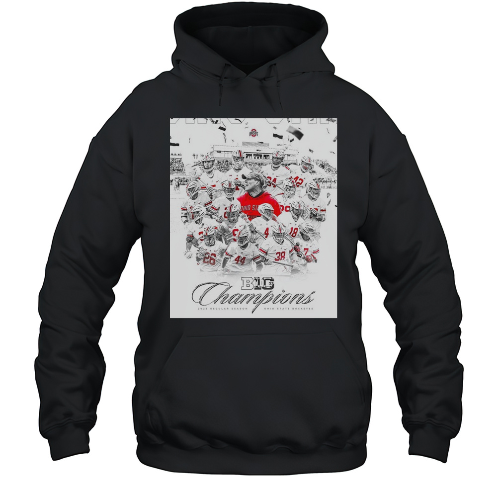 Ohio State Buckeyes Mens Lacrosse B1g Champion 2025 Regular Season Poster T-shirt Unisex Hoodie