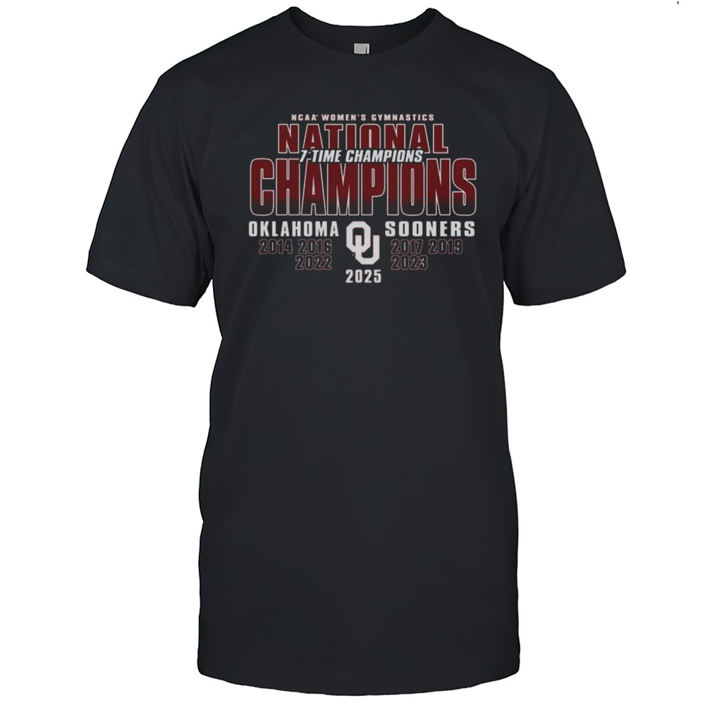 Oklahoma Sooners 2025 NCAA Womens Gymnastics National Champions 7 Time Champions 2014  2025 Logo T-shirt