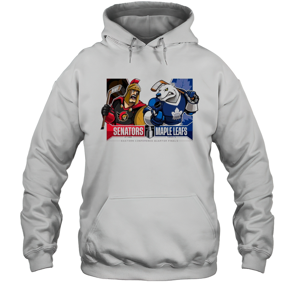 Ottawa Senators Vs Toronto Maple Leafs 2025 Stanley Cup Playoffs Western Conference Quarter Finals Mascot T-shirt Unisex Hoodie