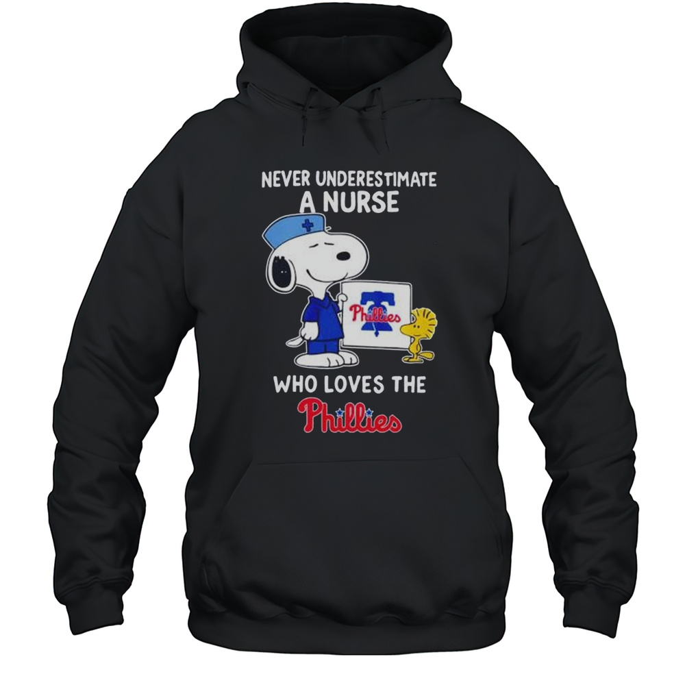 Snoopy Never Underestimate A Nurse Who Loves The Philadelphia Phillies Shirt Unisex Hoodie