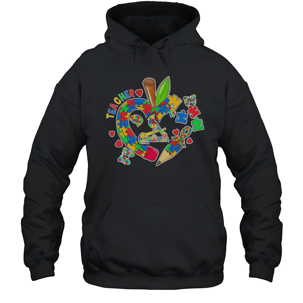 Teacher Autism Apple St Louis Cardinals Shirt Unisex Hoodie
