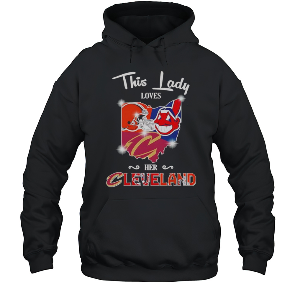 This Lady Loves Her Cleveland Sports Map Shirt Unisex Hoodie