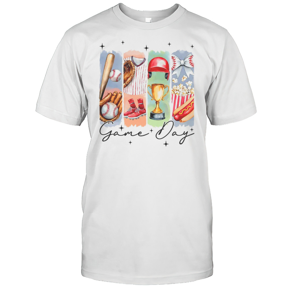 Baseball Game Day Coquette Bow Baseball Mama Mom Cheer Shirt