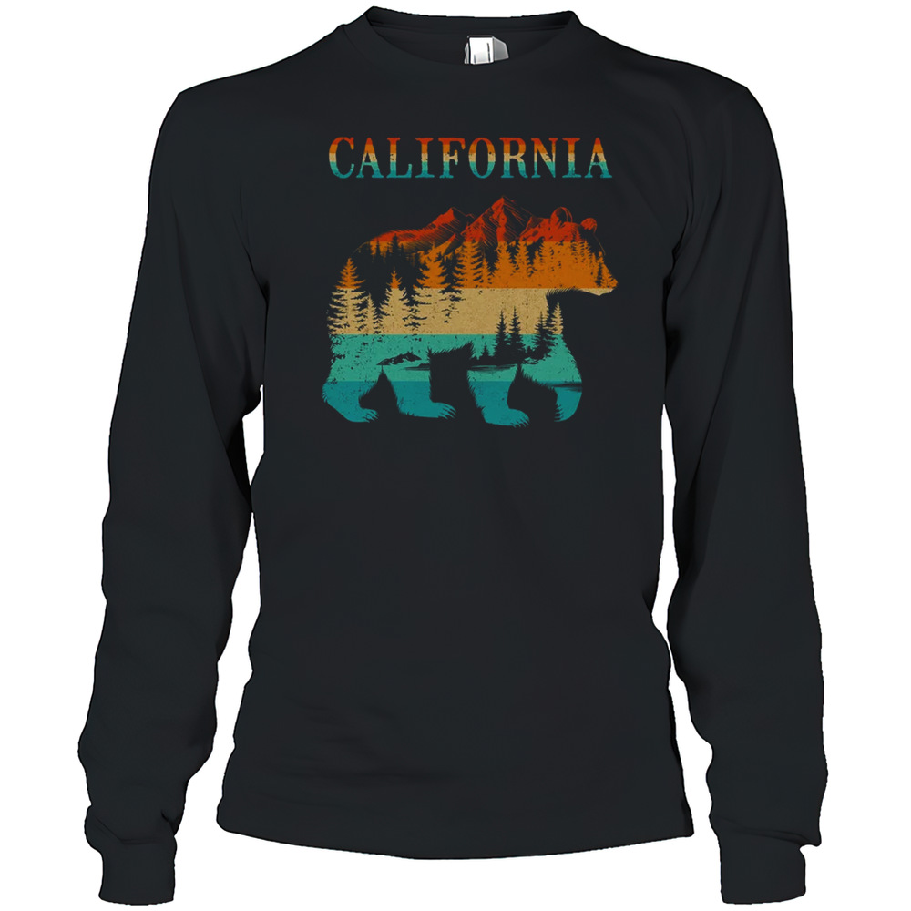 California Bear Vintage Retro Nature Hiking Souvenir Shirt Long Sleeved
