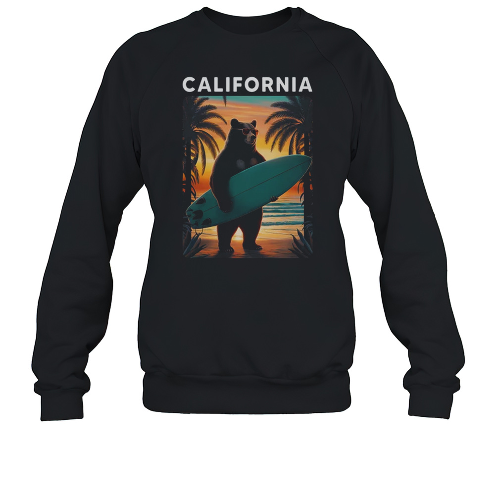 California Cool Republic Bear Surfing Beach California Retro Shirt Unisex Sweatshirt