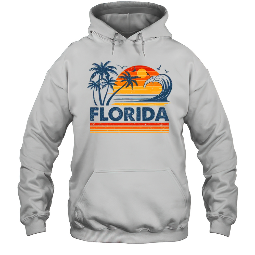 Florida Vacation Sunset Cute 70s Vintage Retro Beach Shirt Unisex Hoodie