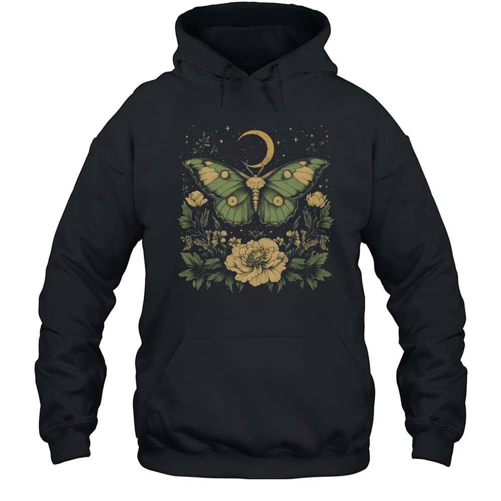 Goblincore Moth And Butterfly Moonphases Flowers Cottagecore Shirt Unisex Hoodie