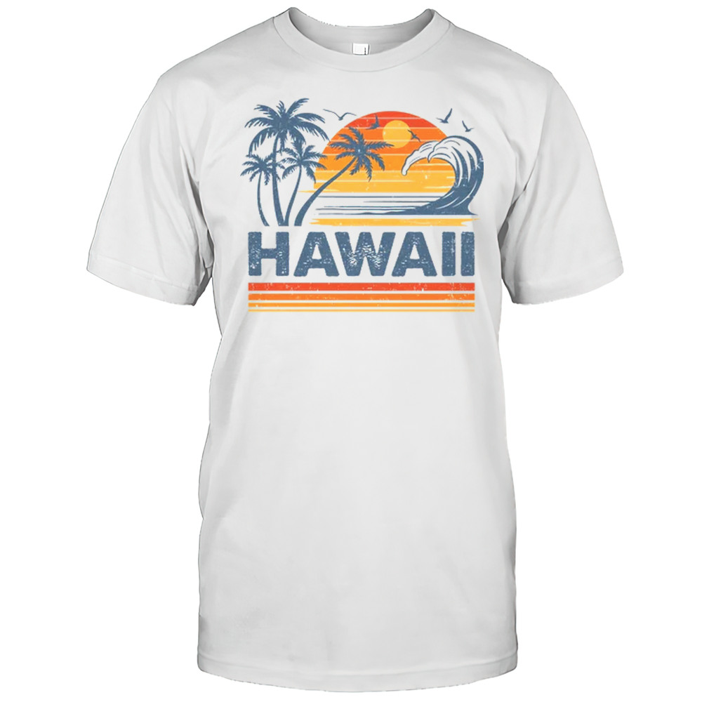Hawaii Vacation Sunset Cute 70s Vintage Retro Beach Shirt