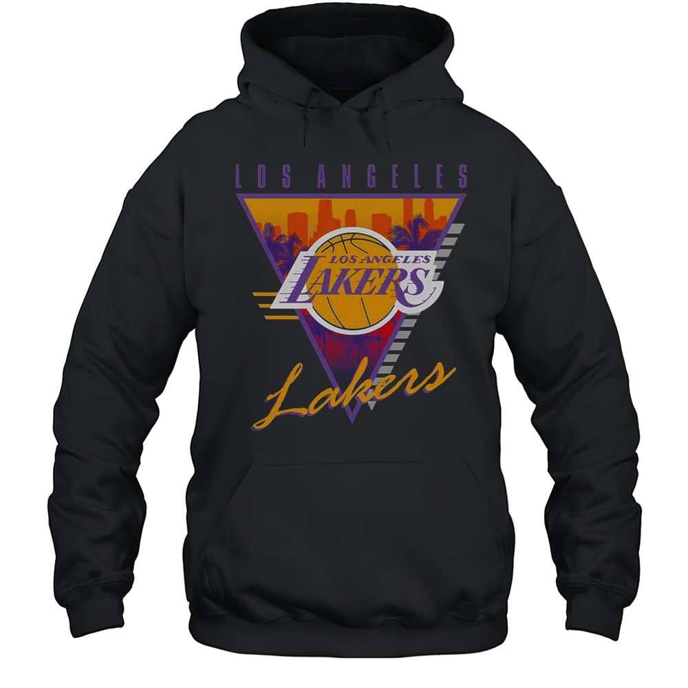 Mitchell  Ness Black Los Angeles Lakers Worldwide Collection Tri-Logo T-Shirt Unisex Hoodie
