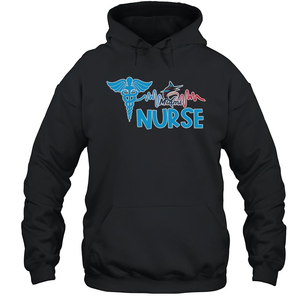 Nurse Heartbeat Miami Marlins Baseball Shirt Unisex Hoodie