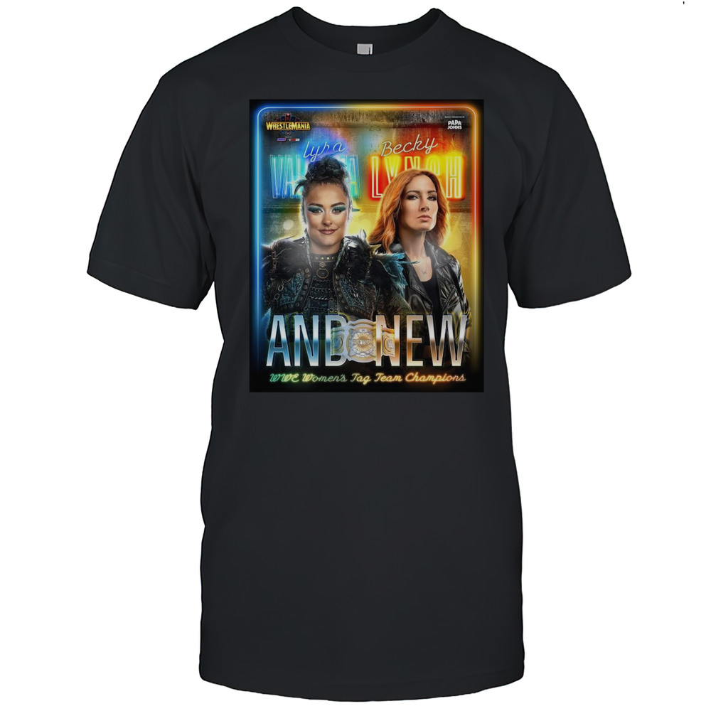 Poster Lyra Valkyria Vs Becky Lynch WrestleMania 41 Vegas And New WWE Womens Tag Team Champions T-shirt Men's T-shirt