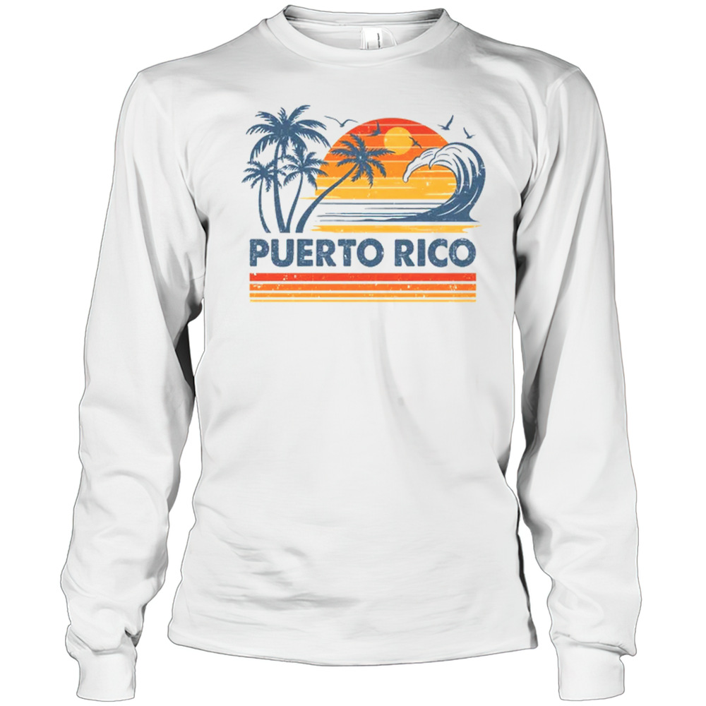 Puerto Rico Vacation Sunset Cute 70s Vintage Retro Beach Shirt Long Sleeved